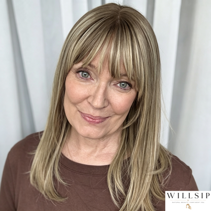 Human Hair Topper with Bangs | Hair Piece for Thinning Hair
