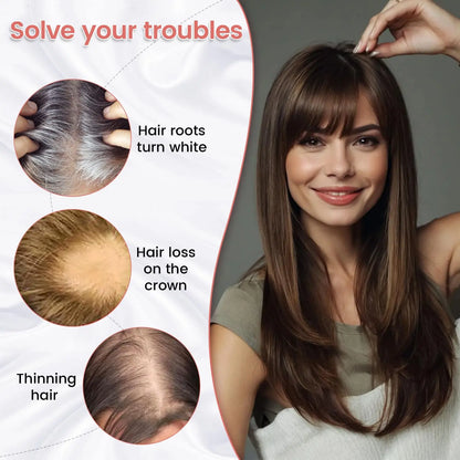 Human Hair Topper with Bangs | Hair Piece for Thinning Hair