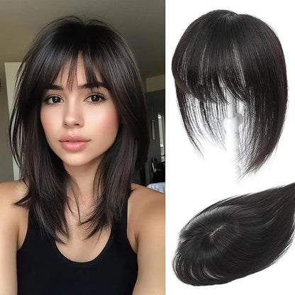 Human Hair Topper with Bangs | Hair Piece for Thinning Hair