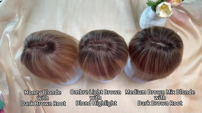 Human Hair Topper with Bangs | Hair Piece for Thinning Hair