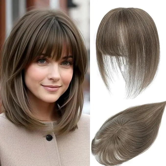Human Hair Topper with Bangs | Hair Piece for Thinning Hair